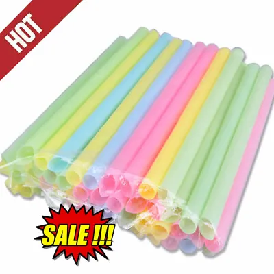 100* Mix Color Large Drinking Straws For Bubble Milkshake Smoothie Party • £5.87
