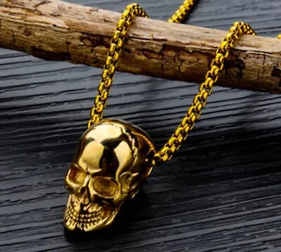 Men/ Women Titanium Stainless Steel Skull Head Pendant Chain Necklace 21.6  • $15.99