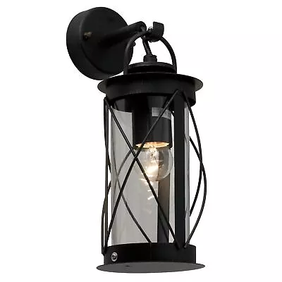 Contemporary Black Outdoor Wall Light IP44 Lantern Style Porch Lamp • £19.99