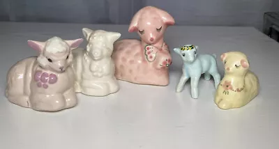 Vintage Lamb Sheep Figurines Ceramic Animals Kay Finch - Lot Of 5 • $24.99