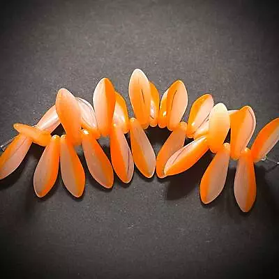 25pcs Czech Glass 2-TONED Glass Dagger Beads - MILKY Alabaster Tiger Orange - • $4.25