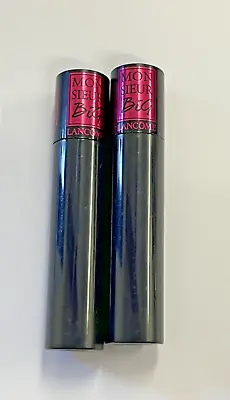 2 X Lancome Monsieur Big Mascara Shade 01 Black Mini Travel Size 2ml • £10.99