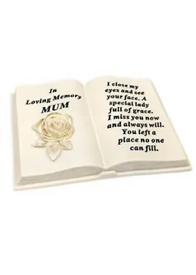 Memorial Open Cream Book MUM Graveside Plaque Garden Ornament  Grave Tribute • £14.95