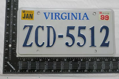 $15.99 • Buy 1999 99 Virginia Va License Plate Tag #zcd-5512 Natural Sticker