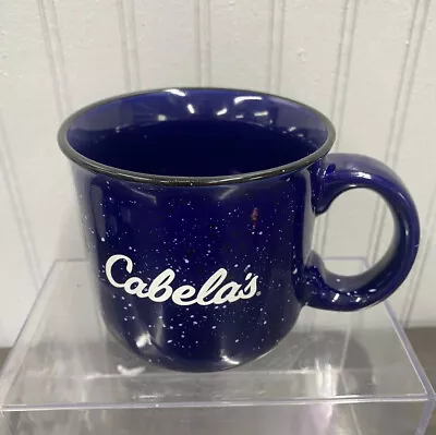 Blue & White Speckled Cabela's Hunting Fishing Camping Coffee Mug Ceramic 16 Oz • $8
