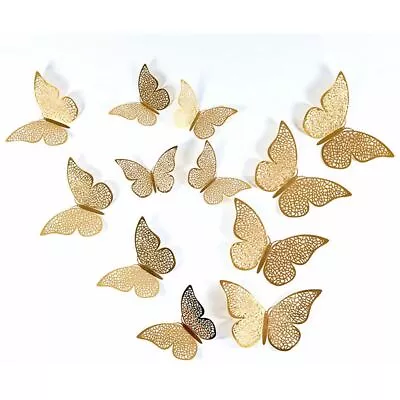 Supplies 3D Butterfly Stickers Wall Art Metal Texture Hollow Mariposas Decals • $12.59