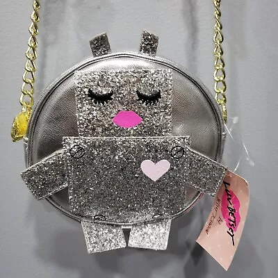 Betsy Johnson Robot Silver Gold Chain Crossbody Round Bling NWT $48 LBROBBI • $12