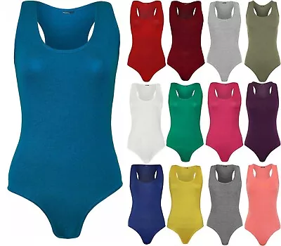 Womens Ladies Racer Back Sleeveless Muscle Stretch Vest Top Leotard Bodysuit  • £4.49