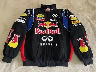 Unisex Adults F1 Team Racing Red Bull Jacket Embroidery Cotton Padded Black • £45