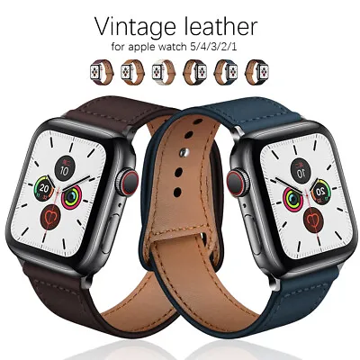 Leather Strap For Apple Watch 38 40 41 42 44 45 Mm Serie 7 6 5 4 3 2 1 Se Strap • $14.99