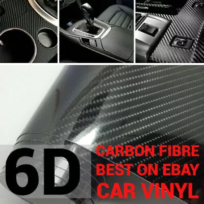 50cm X1.51M 6D Gloss Black Carbon Fibre Fiber Vinyl Car Wrap Air Release Film • $11.59