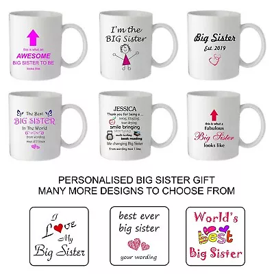 Personalised Big Sister Gift Mug Birthday Christmas Older Sis Brother Present • £10.95