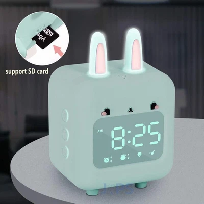 $28.97 • Buy Cute Rabbit Digital Alarm Clock Night Light Bedside Clock Sleep Trainer Gifts