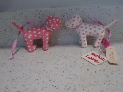 Victoria's Secret PINK Dog Polka Dot Plush Holiday Ornament Set Of 2 Vintage NEW • $120