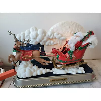Holiday Creations Santa Sleigh Moon Animated Music RARE Vintage Decor • $248.18