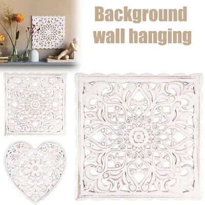 £17.62 • Buy Wooden Wall Decor Floral Hollow Carved Wall Panel Hanging Decor Rustic HuGGr
