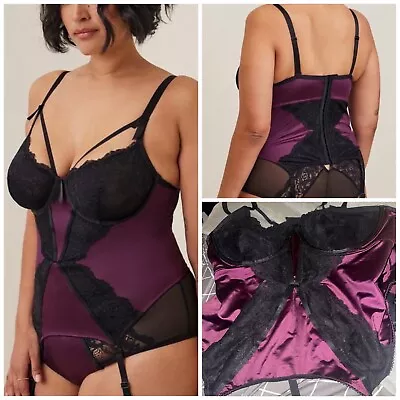 Torrid Satin And Lace Merry Widow Bodysuit Garter • $47.99