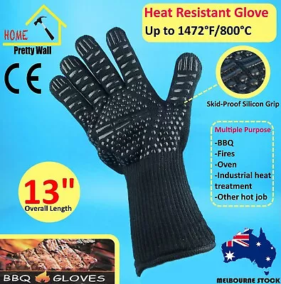 Gloves BBQ Fire Extreme Heat Resistant Grilling Cooking Oven Gloves 1472℉ 800°C  • $13.50