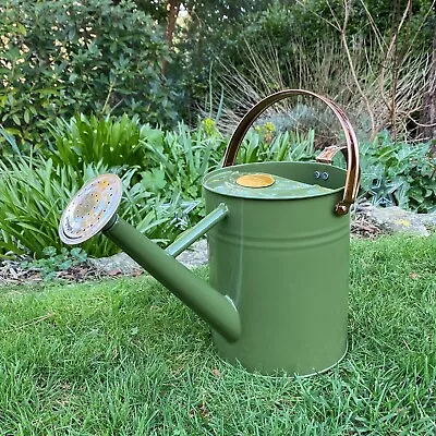 3.5 Litre Heritage Tweed Green Metal Garden Watering Can With Rose • £17.99