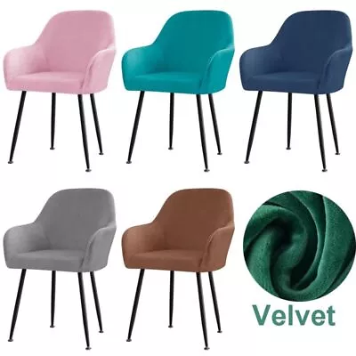 Velvet High Arm Chair Cover Elastic Dining Chair Slipcover Washable Seat Cover • $18.27