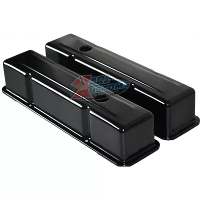 Small Block Chevy 327 350 400 Tall Style Black Steel Valve Covers Perimeter Bolt • $43.95