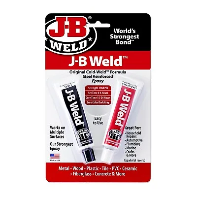 JB Weld Original Cold-Weld 2 Part Steel Reinforced Epoxy Glue Bond Metal Plastic • £6.15