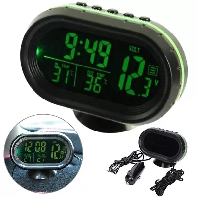 Car Clock Thermometer Voltmeter 3 In 1 Digital Monitor LCD 12-24V For Car Truck • $22.39