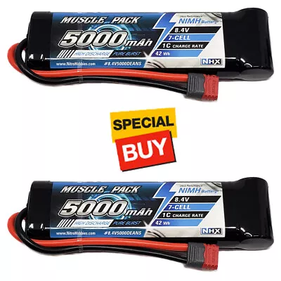 NHX Muscle Pack 8.4V 5000mAh 7-Cell Nimh Battery W/ DEANS Connector (2) • $69.95
