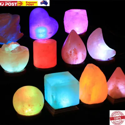 Himalayan Salt Lamp USB Natural Crystal Rock Cord Night Light Globes RGB AUS • $17.99