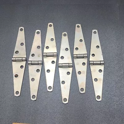 $30 • Buy Lot Of 6 Vintage Steel Strap Hinges Cabinet Door Salvage Reclaimed