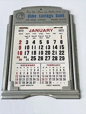 Vintage 1972 “Dime Savings Bank” Metal Desk Salesman Sample Calendar • $15.99