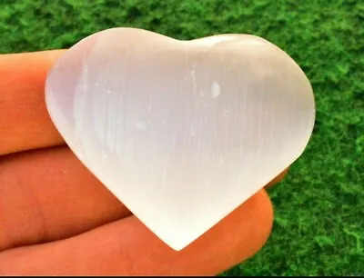 £4.99 • Buy NEW 1 Selenite Puffed Heart 4cm Reiki-Healing, Palm Stone Crystal Gift UK BUY