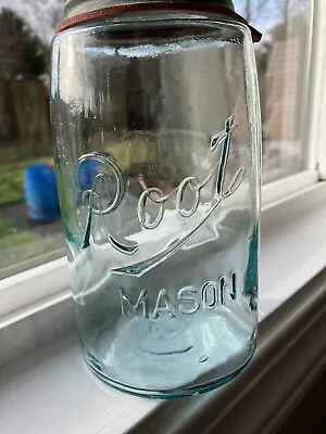 Root MASON Blue Shoulder Seal Quart Bubbles Fruit Jar  • $19.95