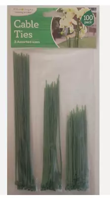 100pack Green Cable Ties 3 Assorted Sizes Plant Twist Ties Gardening  • £2.99