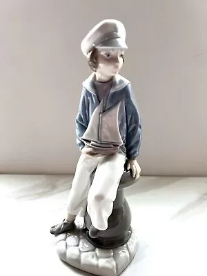 Vintage Little Sailor Boy #06314 Nautical Gift Sailboat Lladro Figurine Spain • $75