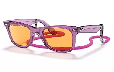 Ray Ban Sunglasses Wayfarer RB2140 661313 50-22 Transparent Violet Orange • $102.14