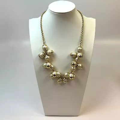 Designer J. Crew Gold-Tone White Pearl Cluster Statement Necklace • $9.99