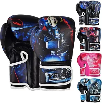 Velo Kids Leather DX Boxing Gloves For Training  Muay Thai MMA Sparring • £11.99