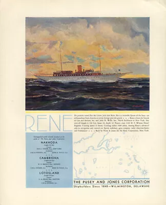 236-foot Power Yacht Rene: Pusey & Jones Shipbuilders Ad 1930 F • $9.99