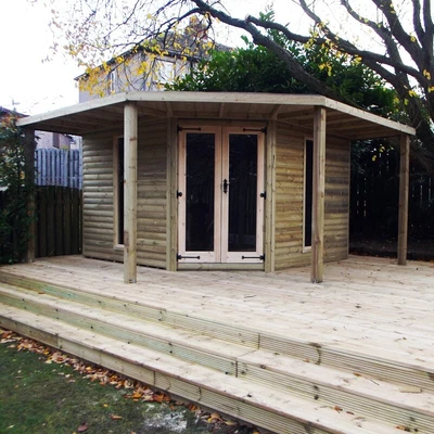 Heavy Duty Corner House Loglap - Pressure Treated - T&G - Jons Sheds • £2125