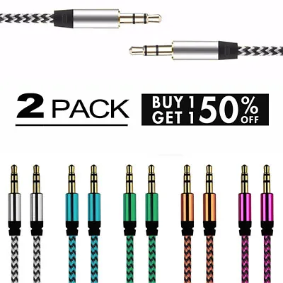 2PACK Aux Cord 3.5mm Male To Male Auxiliary Audio Cable For Car Headphone IPhone • $3.55