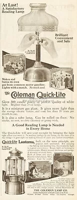 1919 Coleman Quick-Lite Vintage Ad Gasoline Lamp CQ-329 Gas Lantern LQ-327 • $29.99