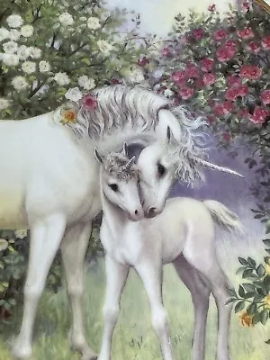 Unicorn Mother And Foal Beautiful Ruth Sanderson 1991 Porcelain Plate • $18.99