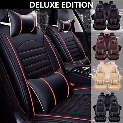 Universal Front+Rear Car Seat Covers 5-Seats Protector Leather Full Set Cushion • $46.99