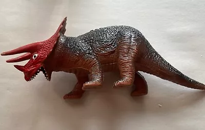 Vintage Imperial 1985 Triceratops Red Face Dinosaur Figure Toy • $12