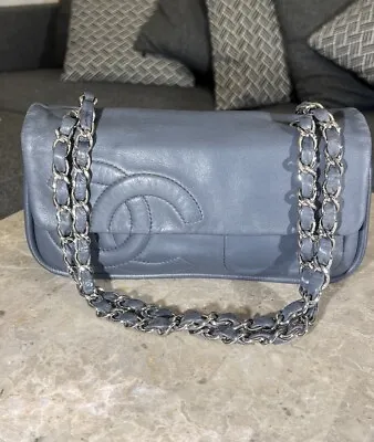 Chanel CC 2-way Grey Flap Bag Silver Hardware • $1880