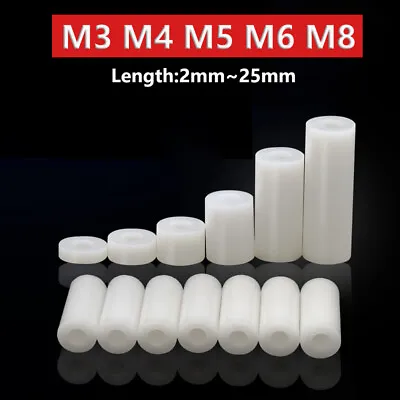 £1.50 • Buy M3 M4 M5 M6 M8 White ABS Plastic Spacers Nylon Standoff Washer PCB High Quality