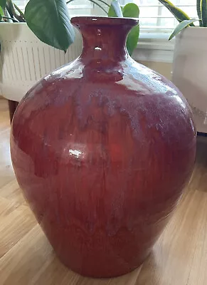 Antique Large Stoneware  Raspberry Glazed Jug Pottery • $65.10