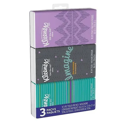 Kleenex Facial Pocket Tissue 3-ply 10 Tissues Per Box 3 Boxes Total  30 • $8.89