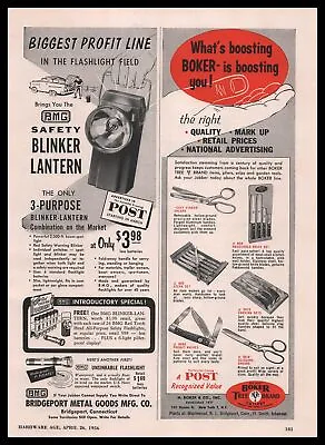 1956 H Boker Tree Brand New York Cutlery Scissors Pocket Knives Display Print Ad • $12.95